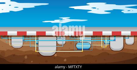 A Map of Pipeline Underground System illustration Stock Vector