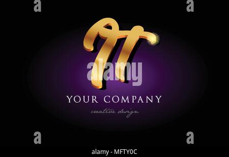it  i t alphabet combination letter logo in gold golden 3d metal beautiful typography suitable for banner brochure design Stock Vector