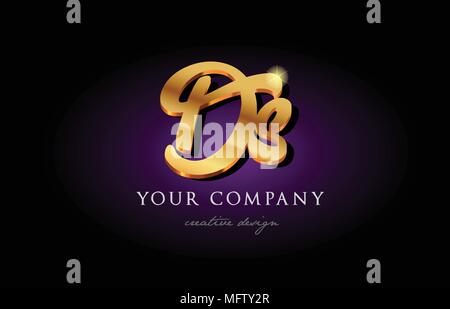 gold golden DS combination alphabet bold letter logo with dots. Joined ...