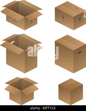 Various Shipping, Packing, and Moving Boxes Vector Illustration Stock Vector