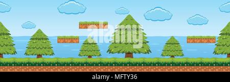 Game Template at Forest Scene illustration Stock Vector