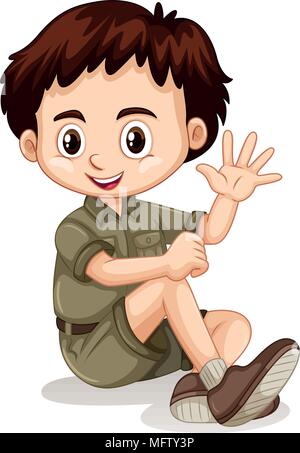 A Cute Zoo Keeper on White Background illustration Stock Vector