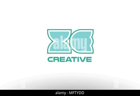 joint joined letter combination green pastel alphabet letter xe x e logo icon design company Stock Vector