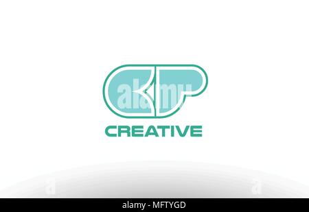 joint joined letter combination green pastel alphabet letter cp c p logo icon design company Stock Vector