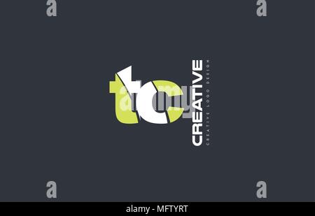 joint joined letter combination tc t c alphabet green blue blackground ...
