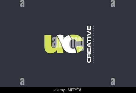 joint joined letter combination uc u c alphabet green blue blackground ...