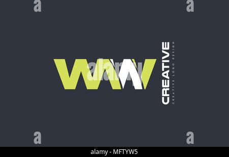 joint joined letter combination ww w w alphabet green blue blackground ...
