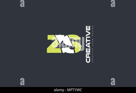 joint joined letter combination zs z s alphabet green blue blackground ...