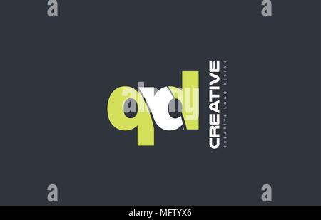 joint joined letter combination qd q d alphabet green blue blackground ...