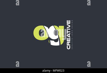 joint joined letter combination og o g alphabet green blue blackground ...
