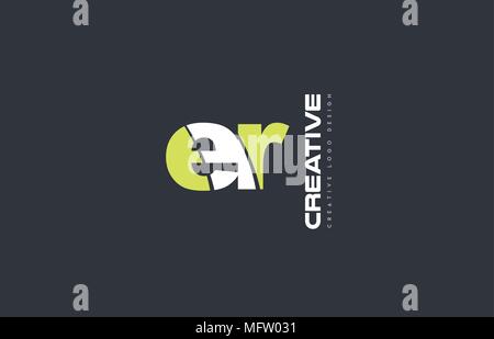 joint joined letter combination er e r alphabet green blue blackground ...