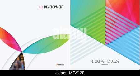 Set of modern design abstract templates. Creative business background with colourful circles intersections for promotion, banner, brand printing, part Stock Vector