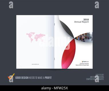 Abstract brochure in material design style, modern catalog, centerfold cover, flyer in A4 with colourful circles intersections for branding. Business  Stock Vector