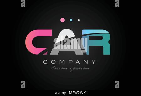 CAR c a r three 3 letter logo combination alphabet vector creative company icon design template modern  pink blue white grey Stock Vector
