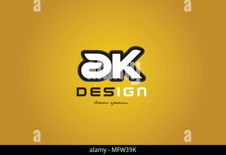 black and white alphabet letter ak a k logo combination design suitable ...