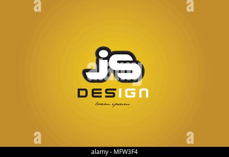Black and Yellow JS Logo. Letter Design Vector with Red and Black ...
