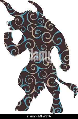 Minotaur pattern silhouette ancient mythology fantasy. Vector illustration. Stock Vector