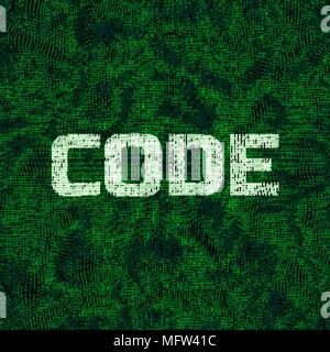Word Code on the dark backrgound made of binary code. Vector Illustration. Stock Vector