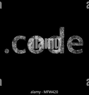 Word Code on black background with binary texture in it. Vector Illustration. Stock Vector