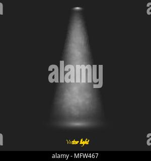 Vector source of light and smoke in light on dark background. Stock Vector