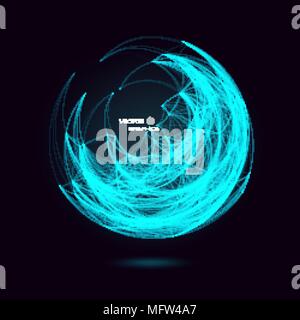 Abstract vector graphics. Spherical object consists of line. Technical illustration. Stock Vector