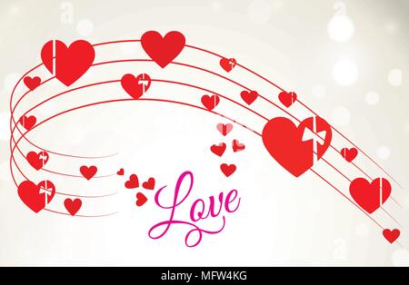 Red heart icon collection with waves Stock Vector
