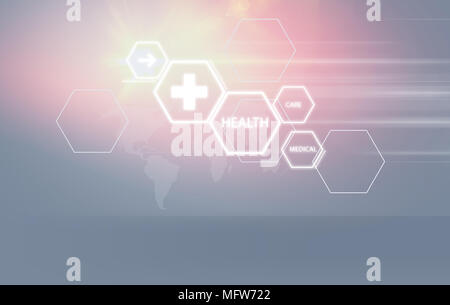 Medical abstract background with hexagonal shapes and health symbols ...