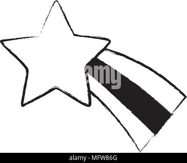 sketch of cute shooting star icon over white background, vector illustratration Stock Vector