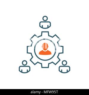 Spokesperson icon - person in marketing position networks and coordinates with others Stock Vector