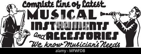 Musical Instruments 3 - Retro Ad Art Banner Stock Vector