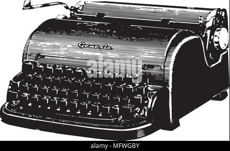 Remington Typewriter - Retro Clipart Illustration Stock Vector