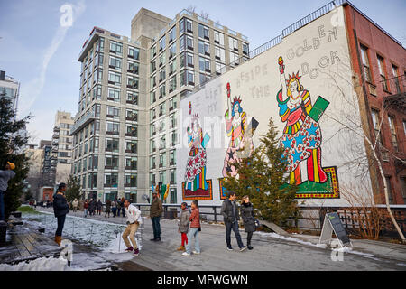 Manhattan in New York City,  urban design High Line Park elevated linear park, greenway on disused abandoned  former New York Central Railroad Stock Photo