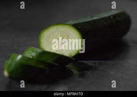 A courgette, sliced. Stock Photo