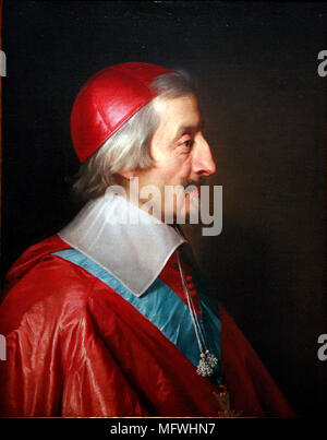 Cardinal de Richelieu, Portrait of Cardinal Richelieu 1642 by Philippe de Champaigne  Cardinal Armand Jean du Plessis, Duke of Richelieu and of Fronsac Stock Photo