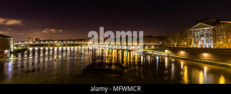 Night view of the Garonne river in Toulouse - France Stock Photo