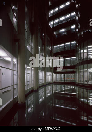 View of an illuminated office building Stock Photo