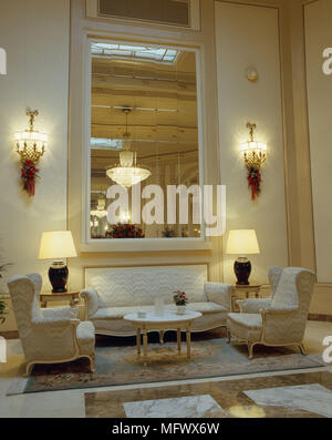 View of an ornate mirror in a living room Stock Photo