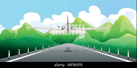 Airplane Taking off the Runway illustration Stock Vector