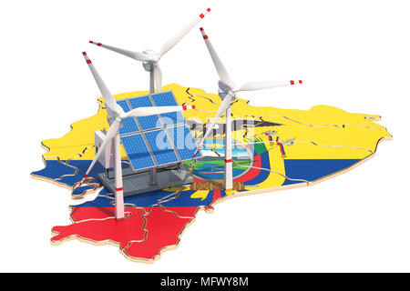 Renewable energy and sustainable development in Ecuador, concept. 3D rendering isolated on white background Stock Photo