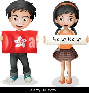 A Boy and Girl from Hong Kong illustration Stock Vector