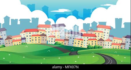 A Road to Big City illustration Stock Vector