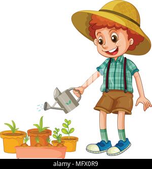 Illustration of Kids Watering Plants Stock Photo: 40066695 - Alamy