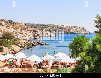 Beach within the thermal springs Kallithea (Terme Kalithea). Rhodes Island. Greece Stock Photo