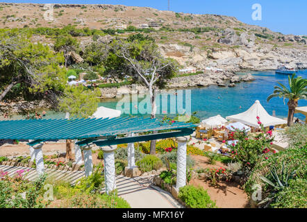 Beach within the thermal springs Kallithea (Terme Kalithea). Rhodes Island. Greece Stock Photo