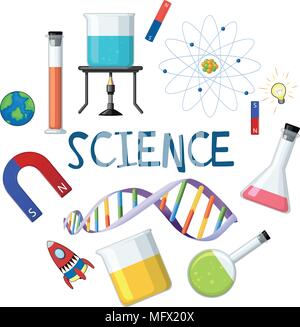 Science and Chemist Element on White Background illustration Stock Vector