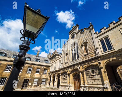 Peterhouse College Cambridge - The Clock Tower of Peterhouse College, part of the University of Cambridge. The college was founded in 1284. Stock Photo