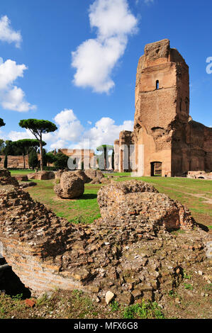 The Baths of Caracalla were the second largest roman public baths. They were built between AD 212 and 216, by Emperor Caracalla, and they could hold 1 Stock Photo