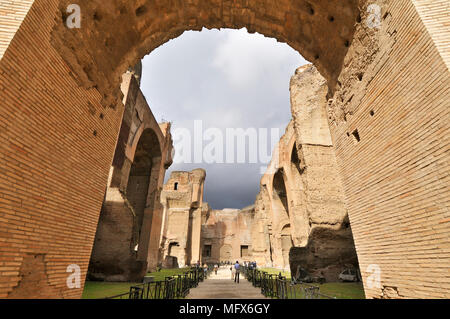 The Baths of Caracalla were the second largest roman public baths. They were built between AD 212 and 216, by Emperor Caracalla, and they could hold 1 Stock Photo