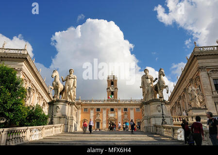 Cordonata staircase designed by Michelangelo and the Piazza del Campidoglio, Rome. Italy Stock Photo