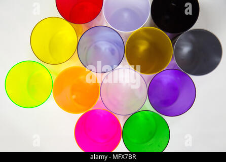 color cup plastic top down Stock Photo